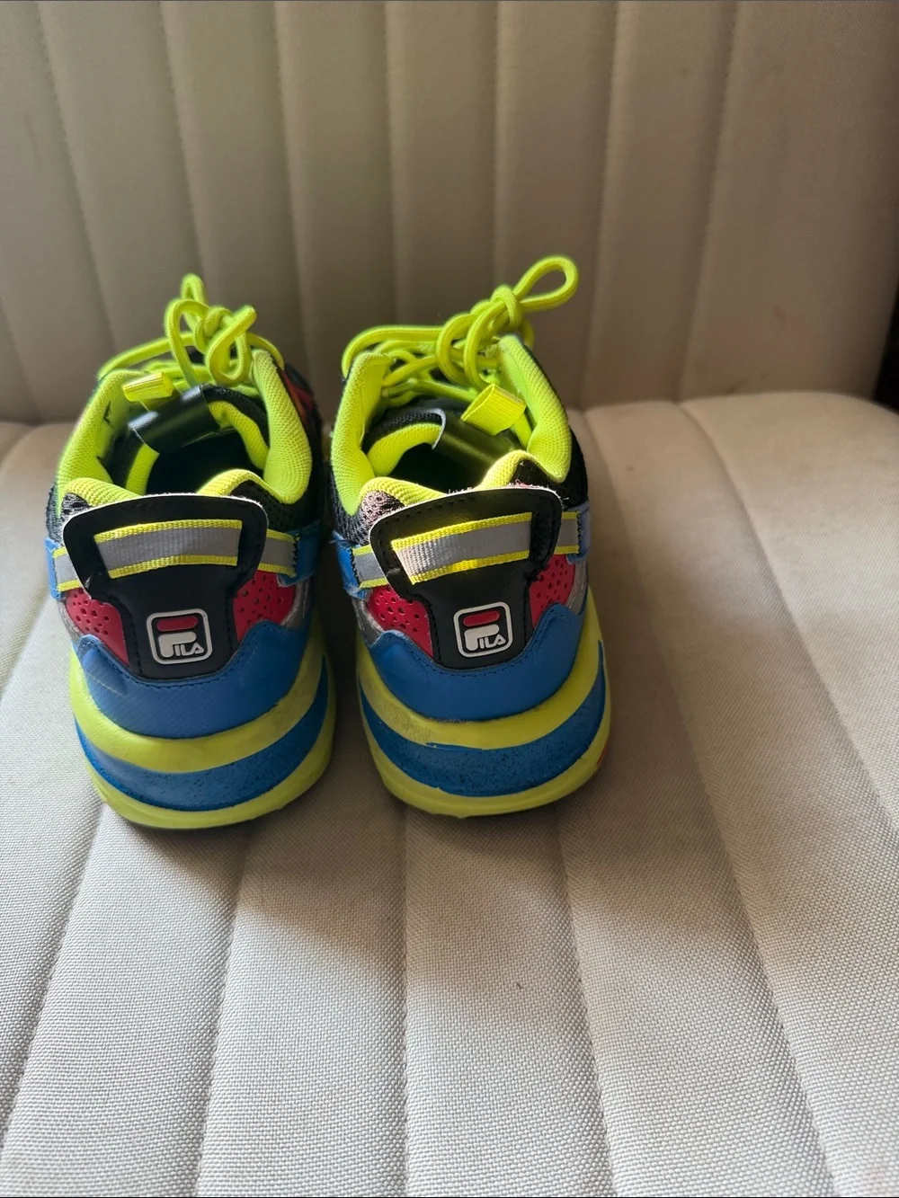 Fila Kids Black Neon Yellow Pink Blue Athletic Sneakers